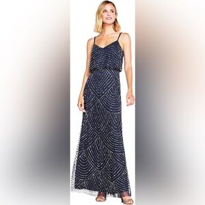 Adrianna Papell navy beaded gown